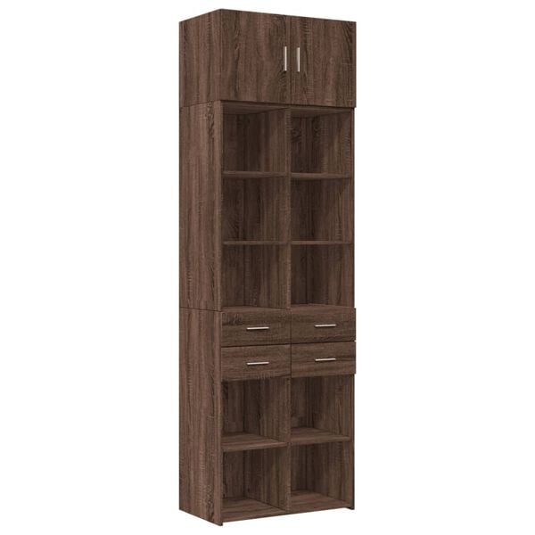 vidaXL Storage Cabinet Brown Oak 70x42.5x225 cm Engineered Wood