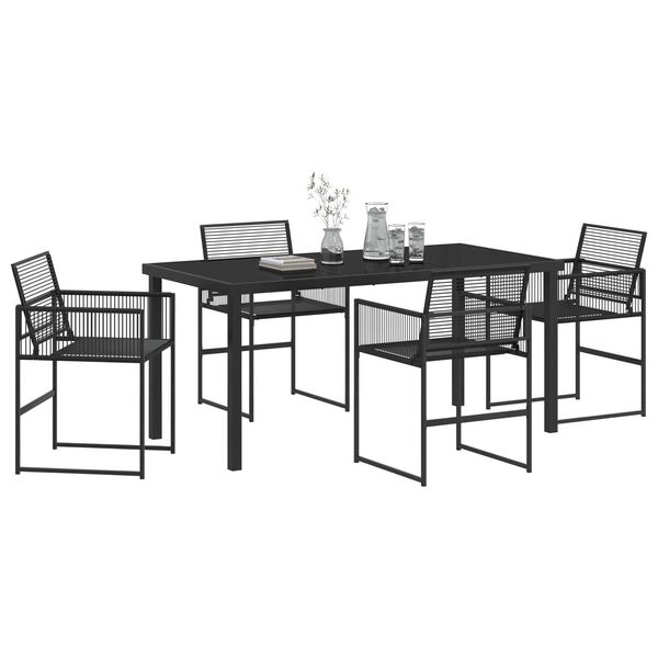 vidaXL Garden Dining Set 5 pcs Black Powder-Coated Steel