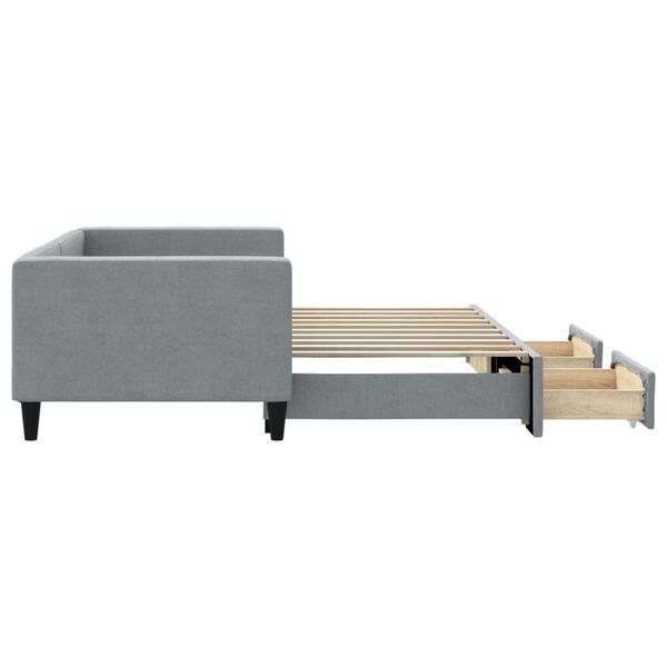 vidaXL Daybed with Trundle&Drawers without Mattress Light Grey 90x190 cm Single