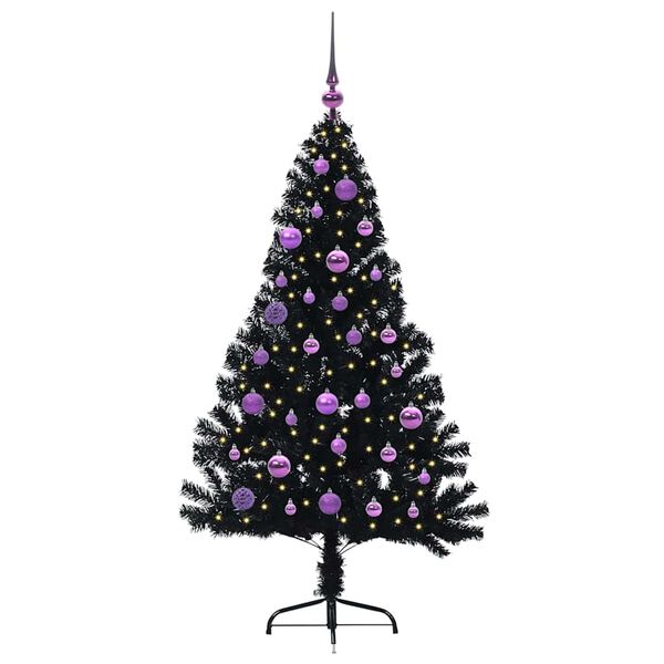 vidaXL Artificial Pre-lit Christmas Tree Black 150 cm PVC