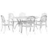 vidaXL 7 Piece Garden Dining Set White Cast Aluminium