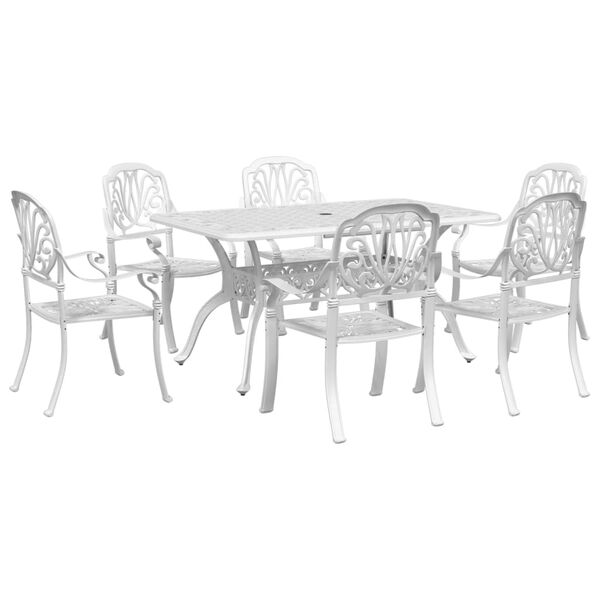 vidaXL 7 Piece Garden Dining Set White Cast Aluminium