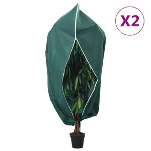 vidaXL Plant Fleece Covers with Zip 2 pcs 70 g/m&sup2; 1x1.55 m