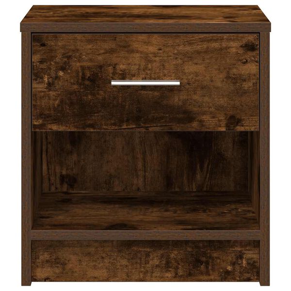 vidaXL Bedside Cabinet with Drawer Smoked Oak 39x28x41 cm