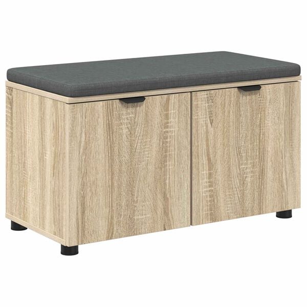 vidaXL Hall Bench with Cushion with Storage Sonoma Oak 80 x 46 x 46 cm