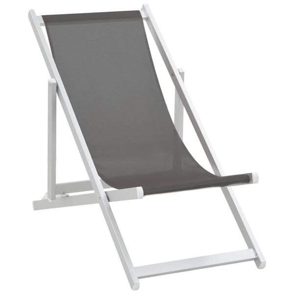 vidaXL Folding Beach Chairs 2 pcs Aluminium and Textilene Grey