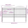 vidaXL Garden Fence with Spear Top Steel 359x175 cm Black