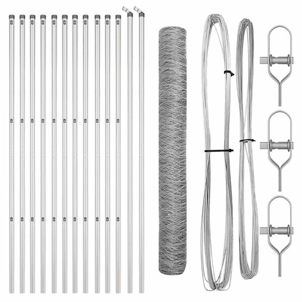 vidaXL Fence Post Silver 25 x 1.4 m (36 mm mesh) Steel