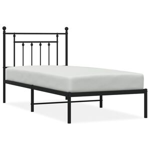 vidaXL Metal Bed Frame without Mattress with Headboard Black 80x200cm