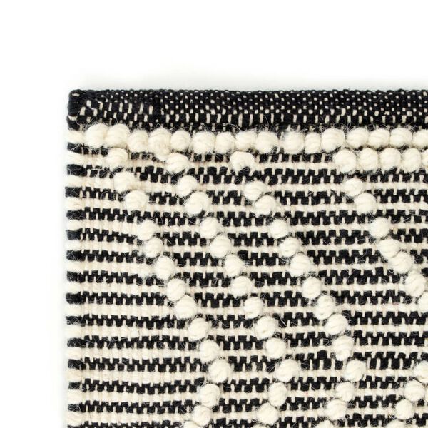vidaXL Rug Handwoven Wool 80x150 cm Black/White
