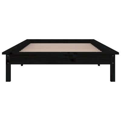 vidaXL LED Bed Frame Black 75x190 cm Small Single Solid Wood