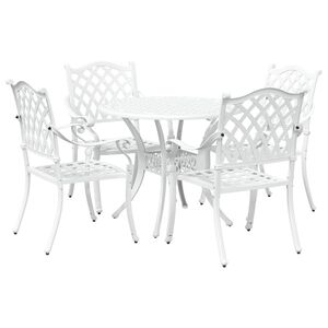 vidaXL Garden Dining Set 5 pcs White Aluminium