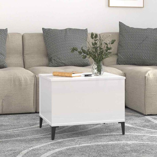 vidaXL Coffee Table High Gloss White 60x44.5x45 cm Engineered Wood