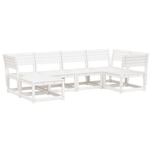 vidaXL 6 Piece Garden Sofa Set White Solid Wood Pine