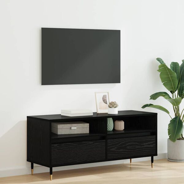vidaXL TV Cabinet with Drawer Black Oak 100 x 34.5 x 44.5 cm