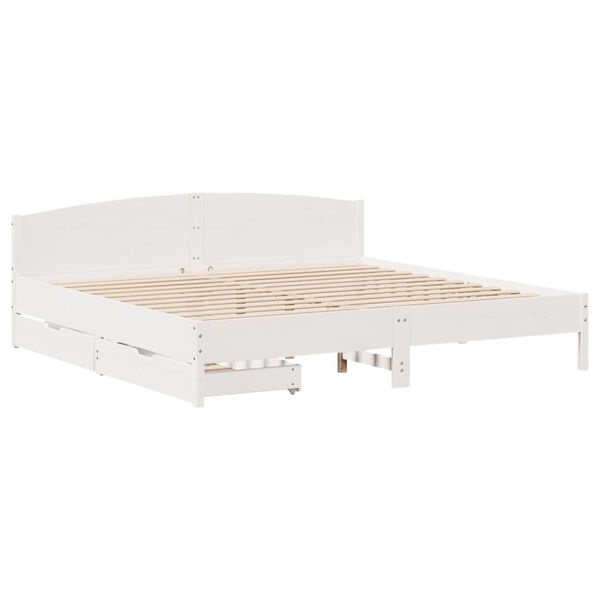 vidaXL Bed Frame without Mattress White 180x200 cm Super King Solid Wood Pine