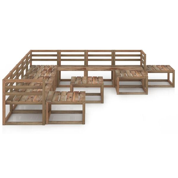 vidaXL 12 Piece Garden Lounge Set Brown Impregnated Pinewood