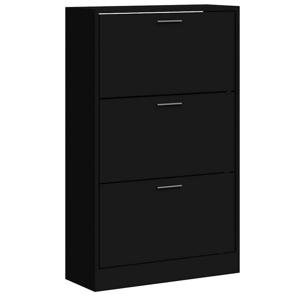 vidaXL Shoe Cabinet Black 63x24x103 cm Engineered Wood