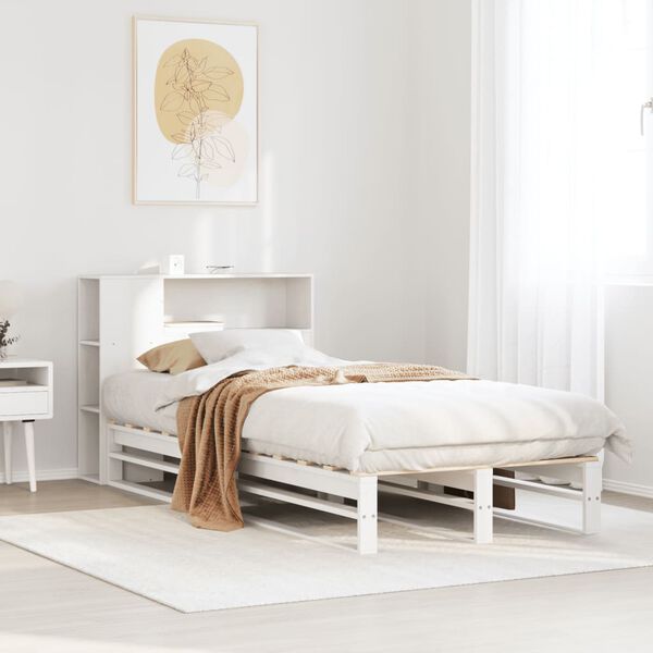 vidaXL Bookcase Bed without Mattress White 90x200 cm Solid Wood