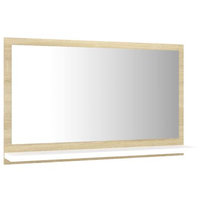 vidaXL Bathroom Mirror White and Sonoma Oak 60x10.5x37 cm Engineered Wood