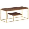 vidaXL Coffee Table Gold Stainless Steel and Solid Wood Sleeper