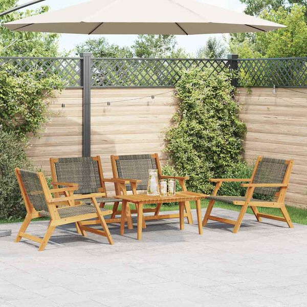 vidaXL Garden Chairs with Table 5 pcs Grey 90 x 45 x 40 cm