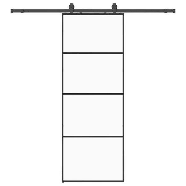 vidaXL Sliding Door with Hardware Set Black 76x205 cm ESG Glass