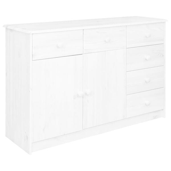 vidaXL Sideboard 6 Drawers White 113x35x73 cm Solid Pine Wood
