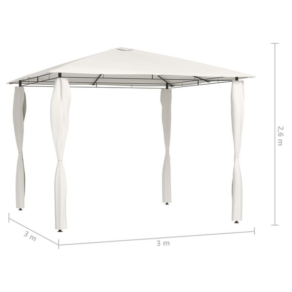vidaXL Gazebo with Post Covers 3x3x2.6 m Cream 160 g/m²