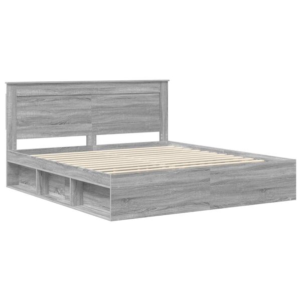 vidaXL Bed Frame Grey Sonoma 200 x 200 cm Solid Pine Wood