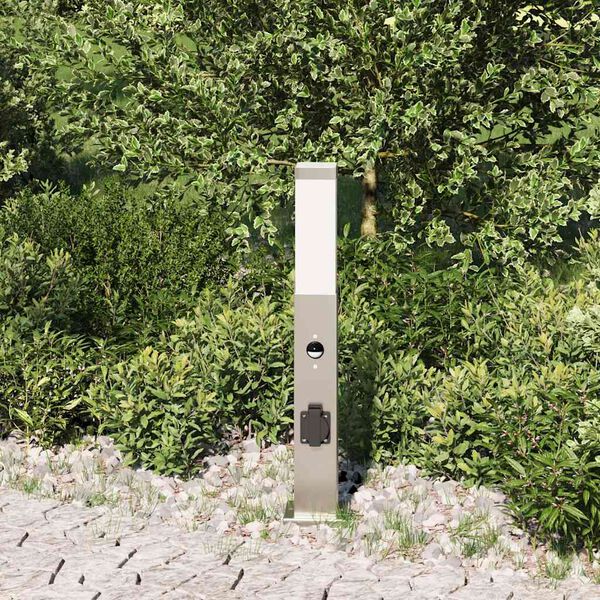 vidaXL Bollard Light with Sensor&Outlet 50 cm Stainless Steel IP44