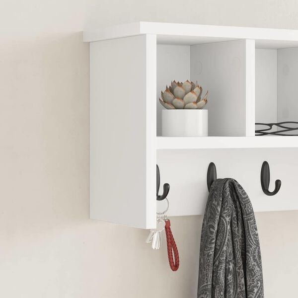 vidaXL Wall-Mounted Coat Rack White 50 x 16 x 26 cm Engineered wood