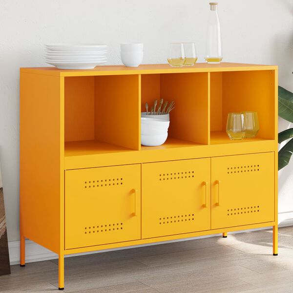 vidaXL Sideboard Mustard Yellow 100.5x39x79 cm Steel