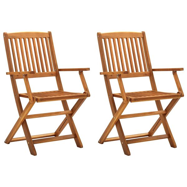 vidaXL Folding Outdoor Chairs 2 pcs Solid Acacia Wood