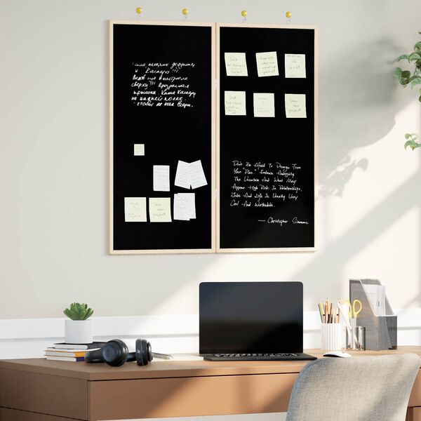 vidaXL Bulletin Board Folding Black 80 x 80 x 1.4 cm Solid pine wood