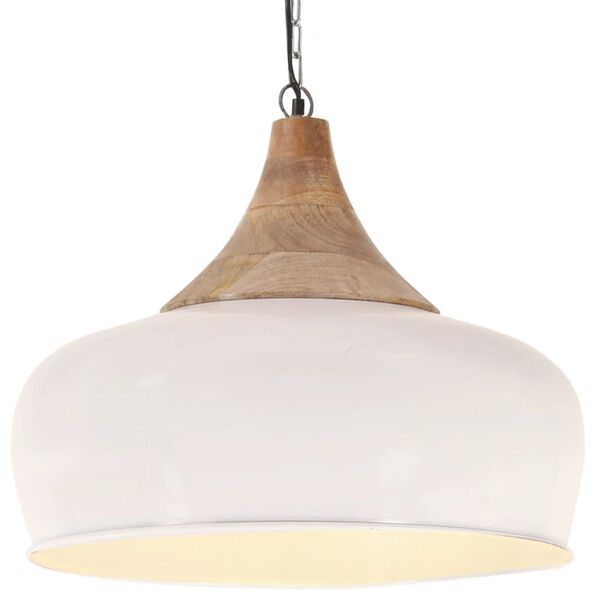 vidaXL Industrial Hanging Lamp White Iron & Solid Wood 45 cm E27