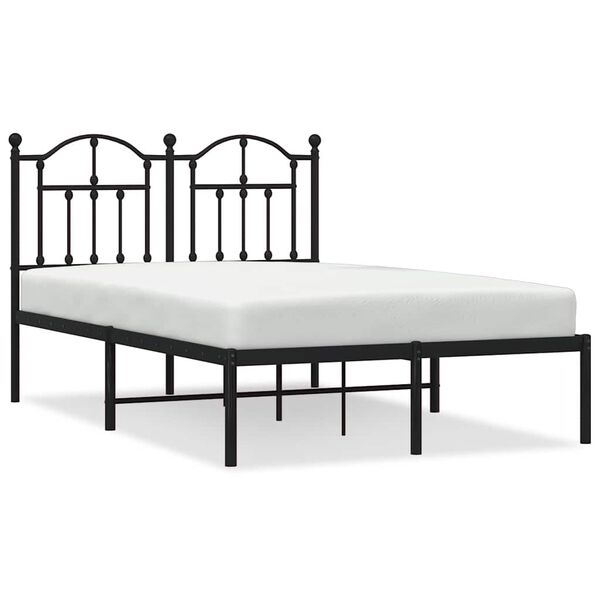 vidaXL Metal Bed Frame without Mattress with Headboard Black 120x200cm