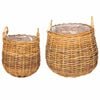 vidaXL Planter Basket GENDT 2 pcs Natural Brown Kubu Rattan