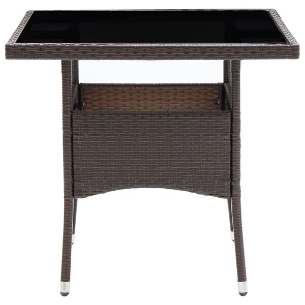 vidaXL Garden Dining Table Brown Poly Rattan