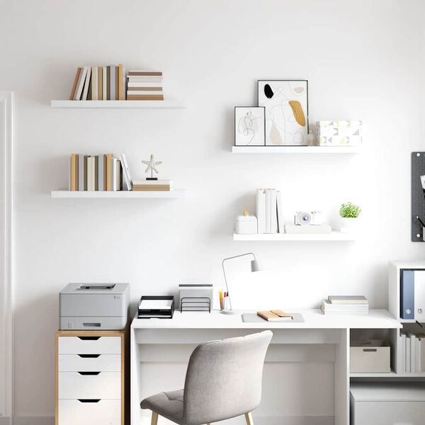 vidaXL Floating Wall Shelves 4 pcs White 80x23.5x3.8 cm MDF