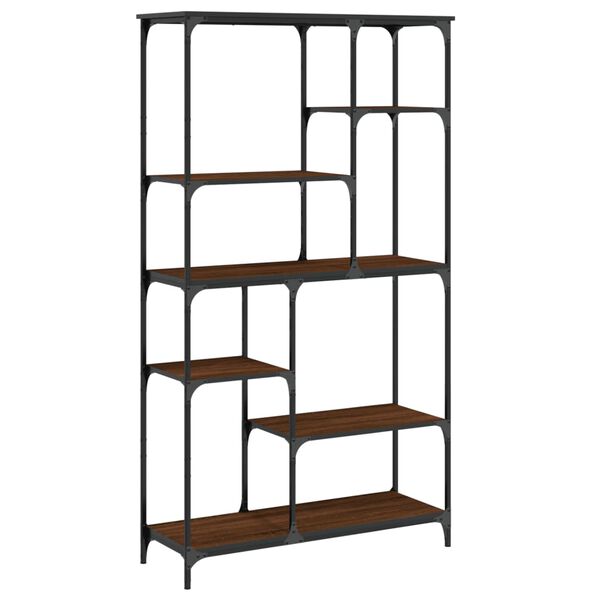 vidaXL Bookshelf Brown Oak 99x35.5x176 cm Engineered Wood and Steel