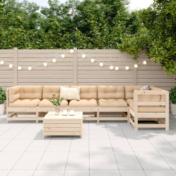 vidaXL 7 Piece Garden Sofa Set Solid Wood Pine