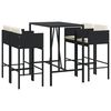 vidaXL 5 Piece Garden Bar Set with Cushions Black Poly Rattan