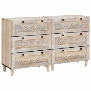 vidaXL Sideboard 2 pcs 120 x 33.5 x 75 cm Solid mango wood White