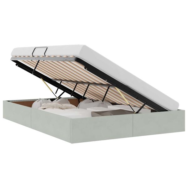 vidaXL Storage Bed with Mattress Light Grey 140 x 190 cm Velvet