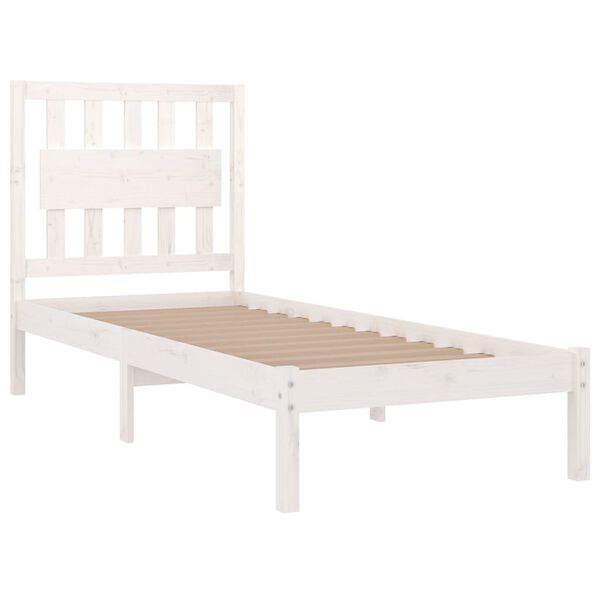 vidaXL Bed Frame without Mattress White Solid Wood Single