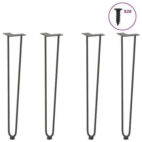 vidaXL hairpin legs for console tables for Console Table 4 pcs Anthracite 72 cm Solid Steel