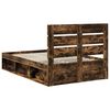 vidaXL Bed Frame Smoked Oak 135 x 190 cm Solid Pine Wood