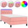 vidaXL Box Spring Bed with Mattress&LED Pink 80x200cm Velvet