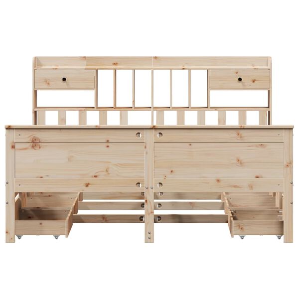 vidaXL Bookcase Bed without Mattress Wax Brown 100x200 cm Solid Wood Pine
